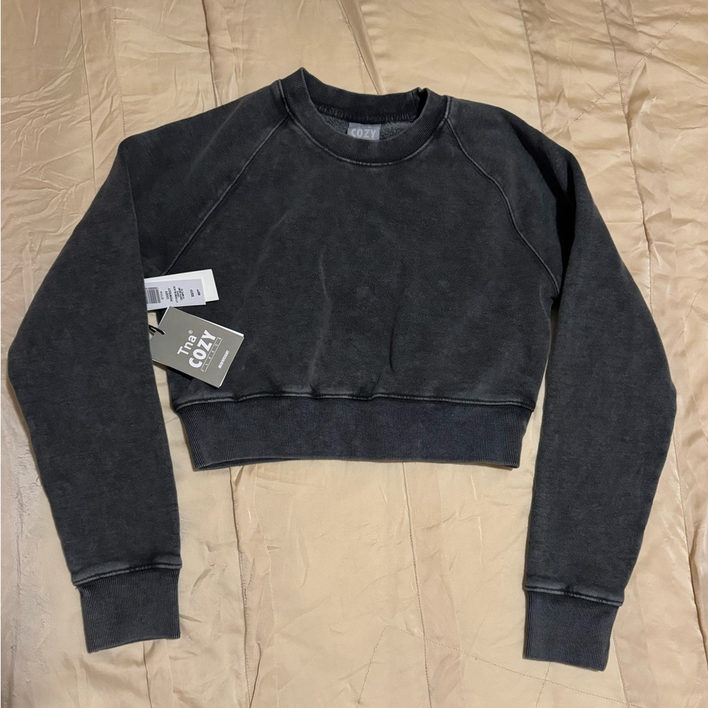 Cozy Fleece Mega Cropped Crew Sweatshirt